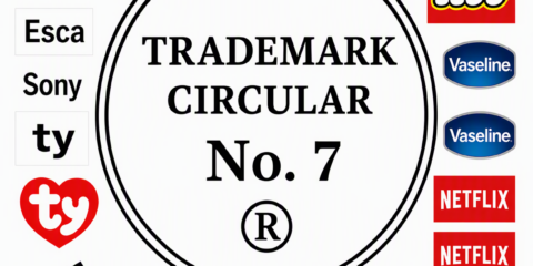 Brand logos arranged around a central circular 'Trademark Circular No. 7' seal (FedEx, Coca-Cola, LEGO, Vaseline, Netflix, Google, Ford, Adidas, TY, Sony, Eska, Yo-Yo).