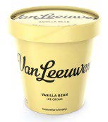 Van Leeuwen Vanilla Bean ice cream tub with a yellow lid and black script logo